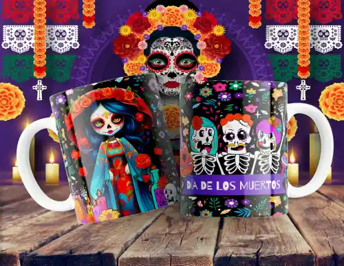 vectores plantilas CATRINA,DÍA DE MUERTOS,HALLOWEEN,